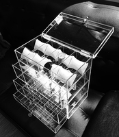 Boîte de rangement en acrylique transparente avec couvercle, empilable, pour la maison et le commerce de détail