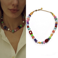 Collier en pierre de quartz rose naturel bohème pour femmes et hommes, collier vintage rétro délicat pour femmes, collier à perles