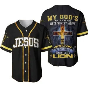 Nome personalizzato Jesus Lions Baseball t-Shirt Shirt Cardigan da baseball stampato in 3D all'ingrosso