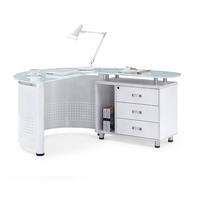 Bureau de direction moderne convertible semi-circulaire en verre trempé Liyu Furniture, modèle LY-78530
