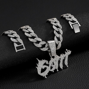 Collar con colgante de letra Iced GOAT y cadena cubana, chapado <span class=keywords><strong>en</strong></span> oro de 18K con pedrería, estilo Hip Hop para hombres, mujeres, raperos, bailarines y streetwear - Product Image 5