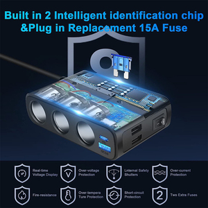 127W 7 ports 3 adapter ports 3 <b>USB</b> 1 PD (Type-C) 1 main switch 3 individual <b>mini</b> switches 1m extension <b>cable</b> Car charger - Product Image 4