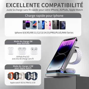 Tendance 2026 OEM Chargeur sans fil magnétique 3-en-1 à double bobine avec support et lampe pour charge rapide universelle 15W Chargeur de téléphone portable portable - Product Image 2