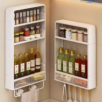 Étagère murale de cuisine populaire étagère de rangement domestique sans perforation boîte de rangement multifonctionnelle pour fournitures d'assaisonnement
