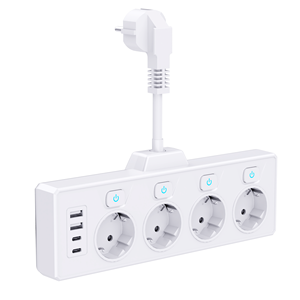 <b>Fast</b> <b>Charge</b> Power Strip with 3 AC Outlets USB Ports Multi-EU <b>Plug</b> 16A Current Surge Extension Cord Socket - Product Image 2