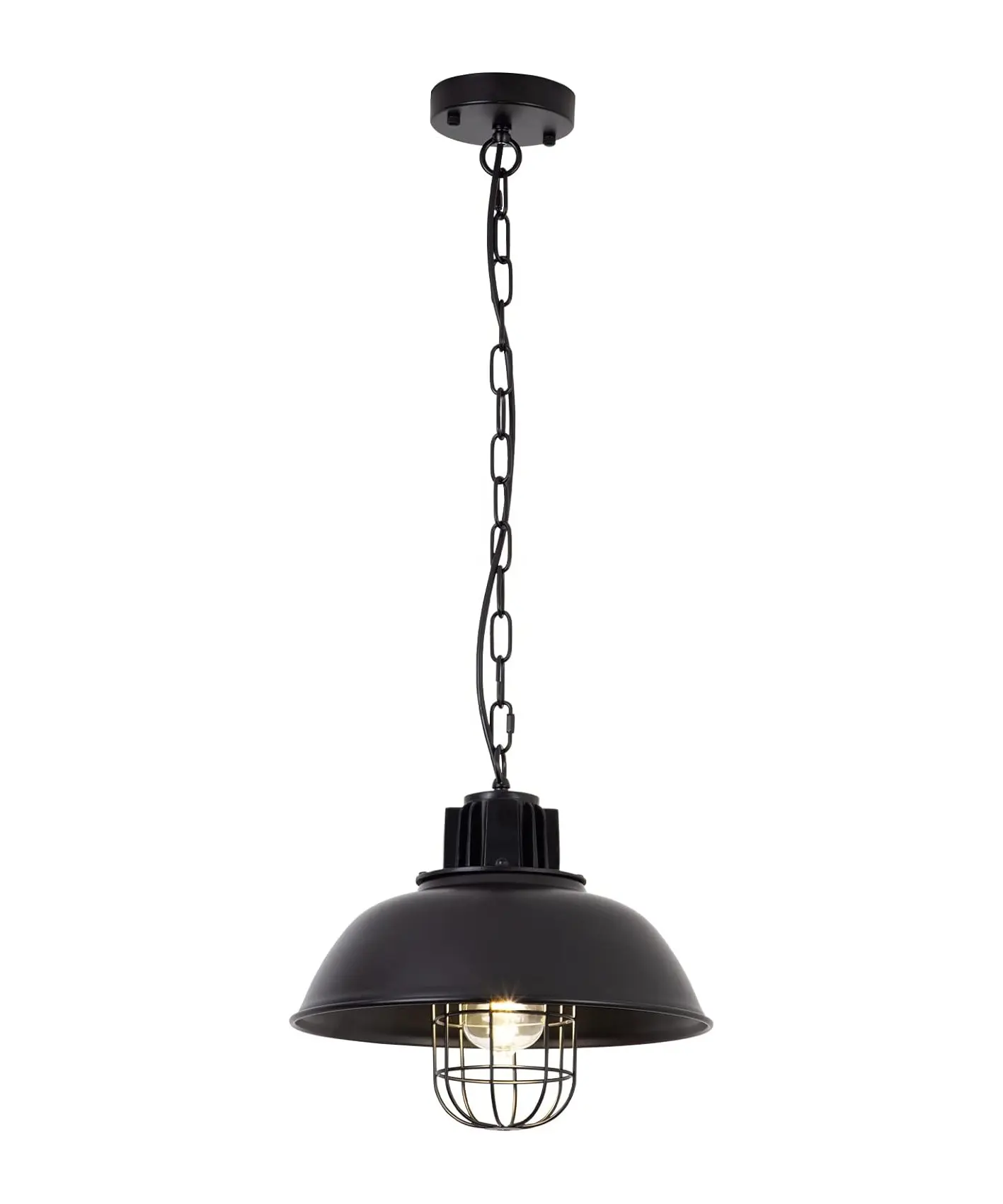 Woholitable Black Light Pendant, Metal Industrial Hanging Ceiling Light Fixture, Vintage Pendant Light