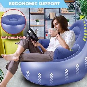 โซฟาเป่าลมแบบพับได้สำหรับผู้ใหญ่ พร้อมที่วางแขนและออตโตมัน เหมาะสำหรับใช้งานกลางแจ้ง - Product Image 3