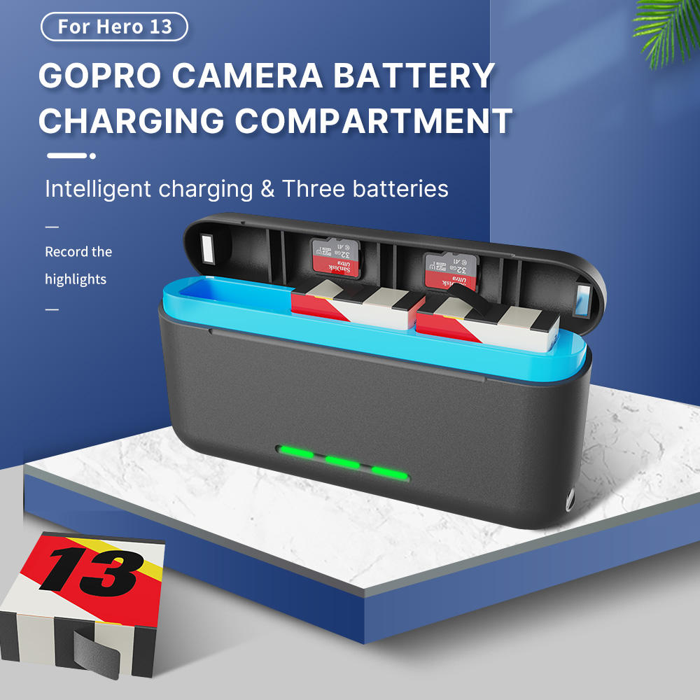 Hongdak Charging Battery for GoPro Hero 13 Battery 3 Ways Fast Charger Box TF Card Storage for GoPro 13 Accessories