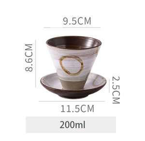 Taza de té y <span class=keywords><strong>café</strong></span> de cerámica de 200ml japonesa Vintage, taza de embudo de Arte de capuchino crudo para cafetería - Product Image 5