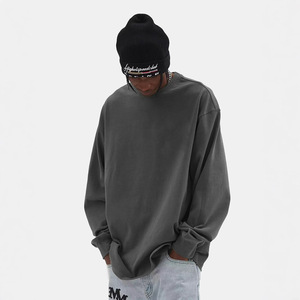 Camiseta Unisex de Manga Larga y Cuello Redondo de Algodón Peinado de 280g, Color Sólido, Ajuste Holgado, Alta Fijación del Color, Éxito de Ventas Transfronterizo - Product Image 4
