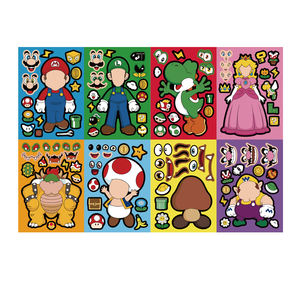 Cadeaux créatifs Cartoon Anime Cool <span class=keywords><strong>Mario</strong></span> Luigi Peach Princess <span class=keywords><strong>Stickers</strong></span> Make-a-Face Puzzle Toys Decoration Wall Cups DIY <span class=keywords><strong>Stickers</strong></span> - Product Image 6