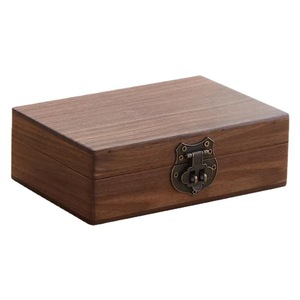 Vintage Black Walnut Wood Storage Boxes With <b>Locks</b> Rectangular Desktop Organizer Jewelry <b>Box</b> Shandong D126 - Product Image 5