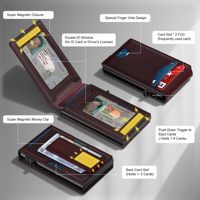 Dompet Kulit Vintage Crazy Horse untuk Pria dengan Penjepit Uang Magnetik, RFID Blocking, dan Tempat Kartu Kredit Aluminium Pop-up