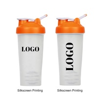 Cadeau d'entreprise, shaker à protéines en plastique de 600 ml, bouteille d'eau avec logo personnalisé, mélangeur en métal et couvercles anti-fuite pour la salle de sport, sans BPA