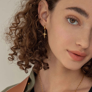 厂家直销批发时尚银箍耳环女金植耶稣吊坠时尚基督教饰品 - Product Image 4