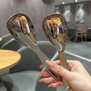 ช้อนสแตนเลส 304 หัวเหลี่ยม ช้อนซุปแบบหนาและลึก สำหรับใช้ในครัวเรือน ทนทาน - Product Image 2