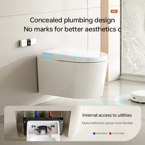 Inodoro inteligente montado <span class=keywords><strong>en</strong></span> la <span class=keywords><strong>pared</strong></span> personalizado sin límite de presión de agua Escudo de espuma multifuncional montado <span class=keywords><strong>en</strong></span> la <span class=keywords><strong>pared</strong></span> Control de voz - Product Image 3