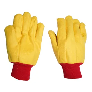 yellow thick heat resistant red knitted wrist hot mill work gloves