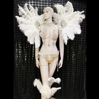 Samba-disfraces de Carnaval con cabeza de pluma, conjunto de cinturón y sujetador de alambre para actuaciones de baile de rol