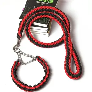 Pet Collars & Leashes Heavy Duty Braided Slip Collar Rope Dog Leash Nylon Pet Leashes