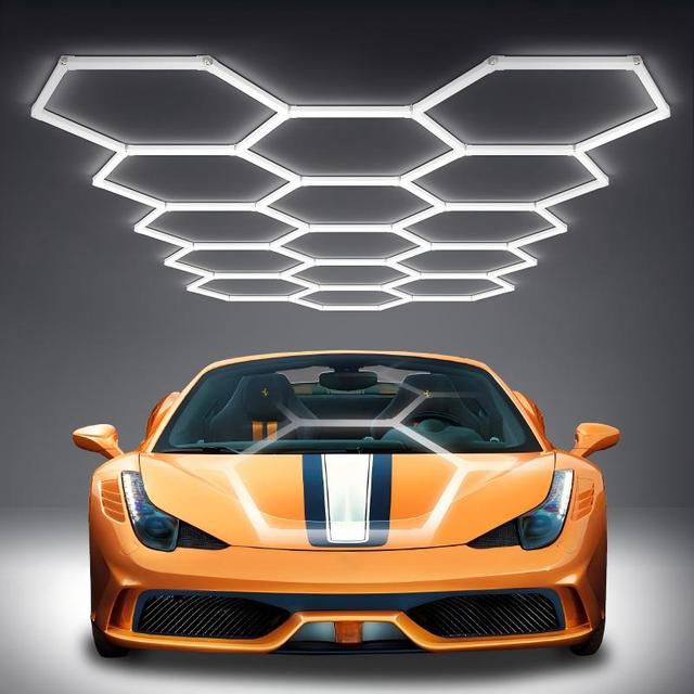 Car Wash Workshop Hex Hexagonal Honeycomb Hexagon Led Detailing Garages Ceiling Hanging Lights Lighting Lamp Fixtures