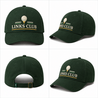 Gorra de Béisbol Verde de 6 Paneles con Visera Curva y Emblema de Golf, Bordado Personalizado, Tela Común, Unisex, para las Cuatro Estaciones, Directo de Fábrica