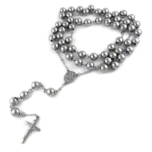 Hämatit-Rosenkranz Katholisch für Männer und Frauen, Rosenkranz-Halskette für Männer mit Vi - Product Image 4