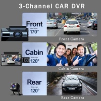 3 Objectif HD 1080P Caméra de tableau de bord de voiture WiFi Enregistrement en boucle Boîte noire Vision nocturne Caméra de tableau de bord avec support de carte SD