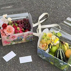 Vente en gros plateau personnalisé portable pour la fête des mères boîte à fleurs biodégradable cadeau pour bouquet de <span class=keywords><strong>fleuriste</strong></span> boîtes à gâteaux roses avec support - Product Image 3