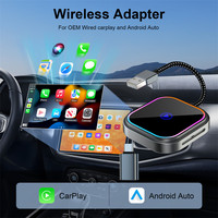 Adaptateur Carplay sans fil RVB d'usine OEM avec cadre en aluminium USB Type C Plug and Play pour voitures Apple Android