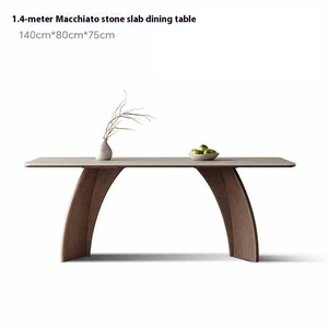 Tavolo da Pranzo Moderno Retrò in Pietra Naturale, Legno di Noce Anticato e Frassino, <span class=keywords><strong>2</strong></span> Posti, Rettangolare, per Soggiorno, Finitura Opaca - Product Image 6