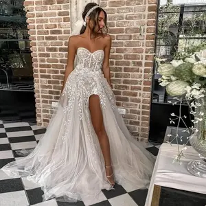 Bohemian dantel gelinlik seksi Backless gelin derin v yaka kısa kollu ülke Boho gelinlikler çıplak astar robe de mariee