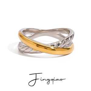 Geometric Twist Stainless Steel Ring Braided Color <b>Blocked</b> Unisex Jewelry Gift - Product Image 5