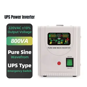 고효율 800VA 1000VA 12v ~ 220v 그리드 순수 사인파 전원 시스템 스마트 배터리 충전기 태양 광 인버터 UPS AVR