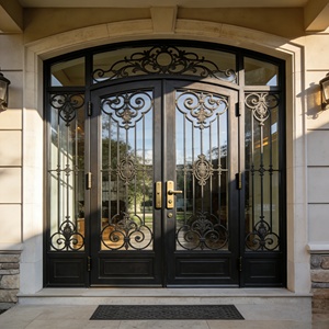 Portes extérieures en fer forgé de qualité supérieure, portes de sécurité au design orné pour maisons de luxe - Product Image 2