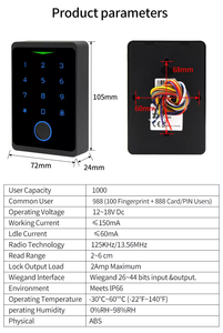 Cổng kiểm soát truy cập hệ thống Wifi tuya thông minh RFID Bàn phím Door nhập điều khiển truy cập sinh trắc học vân tay ngoài trời - Product Image 5