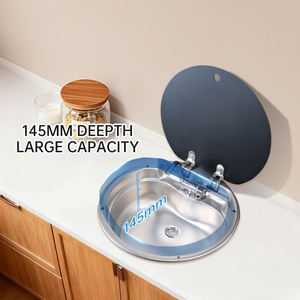 Évier de cuisine portable et léger en acier inoxydable de luxe avec couvercle en verre trempé <span class=keywords><strong>pour</strong></span> accessoires de <span class=keywords><strong>camping</strong></span> JP - Product Image 4