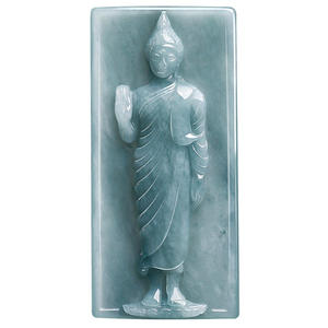 หยกธรรมชาติหยกน้ำเงินพระพุทธรูปจี้หยกพุทธศาสนา UNISEX สไตล์จีนของขวัญพร้อมใบรับรองการประเมิน E075 - Product Image 5