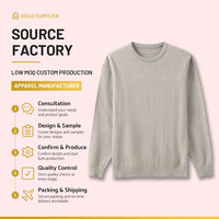 Pull classique en laine mélangée pour homme, col rond, manches longues, couleur unie, tricoté, personnalisable avec logo, faible MOQ, vente en gros