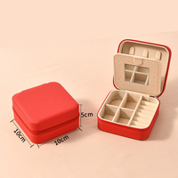 Boîte à bijoux portable en cuir, mini boîte de rangement de voyage, petit emballage pour bagues