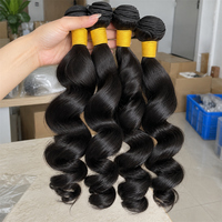 12A 15A Grade Rambut Manusia Virgin Brazil Loose Wave Tanpa Proses, Bundel Rambut Asli 100% Raw Soft Human Hair Extensions, Jahitan Mesin Double Weft