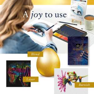 Ensemble de 72 crayons de couleur <span class=keywords><strong>Castle</strong></span> <span class=keywords><strong>Art</strong></span> <span class=keywords><strong>Supplies</strong></span> Gold Standard de qualité supérieure - Noyaux de couleur à base d'huile pour artistes adultes dans une boîte en métal - Product Image 3