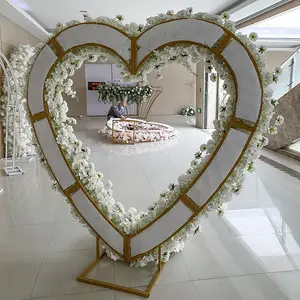 2024 bunga kreatif pernikahan, dekorasi pesta bentuk hati lengkungan bunga buatan