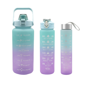 Bouteille d'eau de sport en plastique de 2 L (demi-gallon) avec marqueurs de temps, bouteille d'eau motivante 3 en 1 - Product Image 6