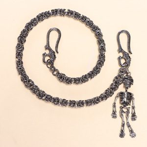 Cadena de cintura de esqueleto de metal punk, plata tibetana, de una sola capa, para hombre, cadena corporal de moda para Halloween - Product Image 4