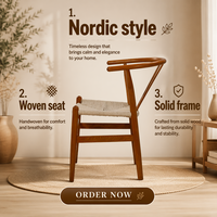 Chaise de salle à manger rétro à dossier en Y avec accoudoirs courbes et surface tissée, pour usage commercial, gîtes, cafés, sièges d'appoint de loisirs, personnalisation possible