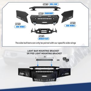 WINJET, <span class=keywords><strong>combo</strong></span> de 3 piezas modular resistente, <span class=keywords><strong>combo</strong></span> de 4 piezas, kit de parachoques delantero negro de acero integrado para Silverado 1500 2019-2023 - Product Image 5