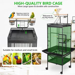 Grote Rollende Vogelkooi Met Voerschalen, Speeltrappen En Verwijderbaar Dienblad Veilig Voor Papegaaien En Kleine Vogels - Product Image 5