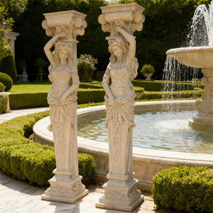 Estatua Decorativa de Piedra Blanca Tallada a Mano, Diseño de <span class=keywords><strong>Pilar</strong></span> para <span class=keywords><strong>Casa</strong></span> - Product Image 4