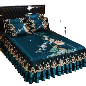Juego de Ropa de Cama Nórdica con Falda de Cama con Estampado de Volantes, Cubrecolchón Acolchado, Funda de Salón, Sábanas Ajustables, <span class=keywords><strong>Colchas</strong></span> - Product Image 1